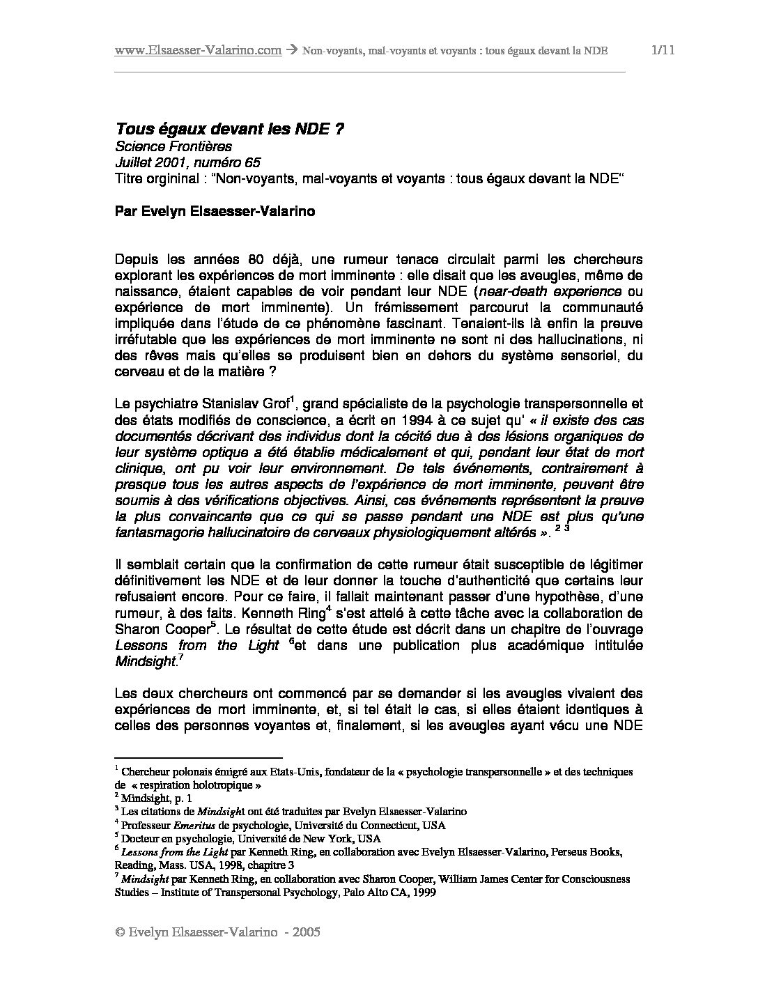 2001.07 | Tous égaux devant les NDE ? | Sciences Frontières