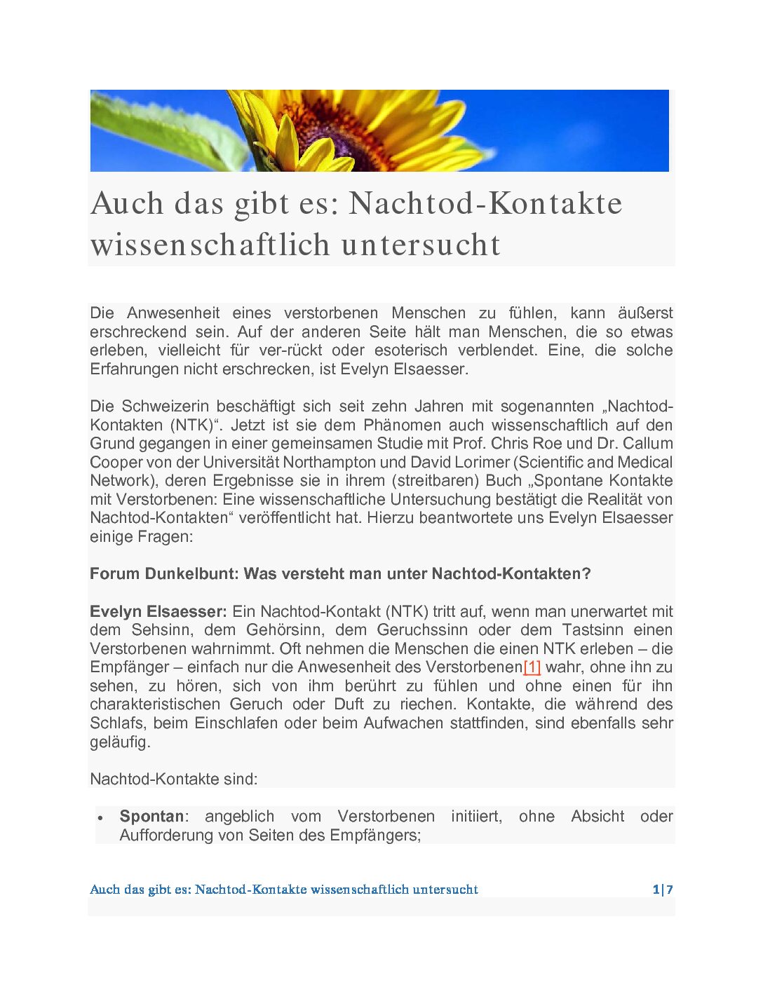 2022.07.24 | Auch das gibt es – Nachtod-Kontakte wissenschaftlich untersucht