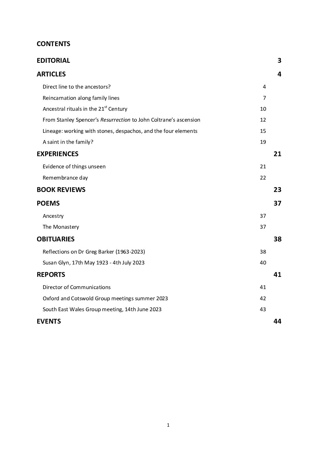 2023 Autumn | De Numine, Issue 75 –  p. 24-25 | Spontaneous Contacts with the Deceased